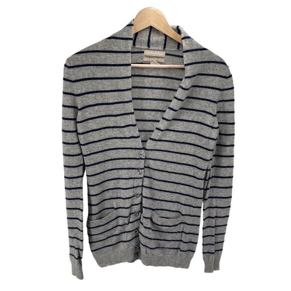 Banana Republic Womens Cardigan Sweater Striped Blue Gray Wool Cashamere Size XS - Picture 1 of 9